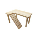 Natural Wood Hamster Platform, Hinge-Connected Ramp & Screw-Fixed Poles for Extra Stability, Chew-Safe Small Animal Loft for Cage Accessories, Gerbil, Mouse - size: medium-sized