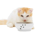 Necoichi Shallow Wide Ceramic Cat Food & Water Bowl (Paw, Basic Flat) - color: Cat-