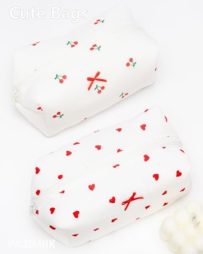 PAZIMIIK Cozy Makeup Bag for Women,Zipper Cosmetic Pouch,Gauze Heart | Soft Cosmetic Organizer for Makeup,Skincare,Toiletries,Daily Beauty Essentials,Purse,On-the-Go,Bridesmaid Gifts - color: Gauze Heart