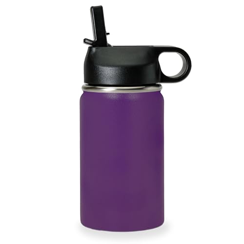 LaserGram Personalized 12oz Water Bottle, Snail (Dark Purple) | Engraved Gift, Vacuum Insulated Stainless Steel, Flip-Top Straw Lid, Laser Engraved With Your Name - color: Dark Purple, size: 12 Ounces