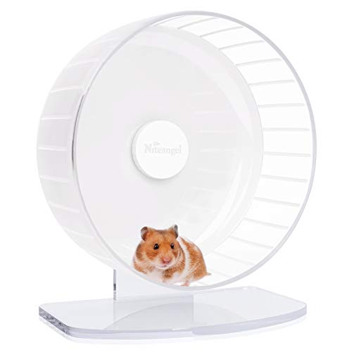 Niteangel Super-Silent Hamster Exercise Wheels: Quiet 11 inch Running Wheel | Can 11.6-15.4" Adjustable Height - No Bend Back Spinner Running for Dwarf Syrian Hamster Gerbils Mice Or Other Small Animal - color: White, size: Large