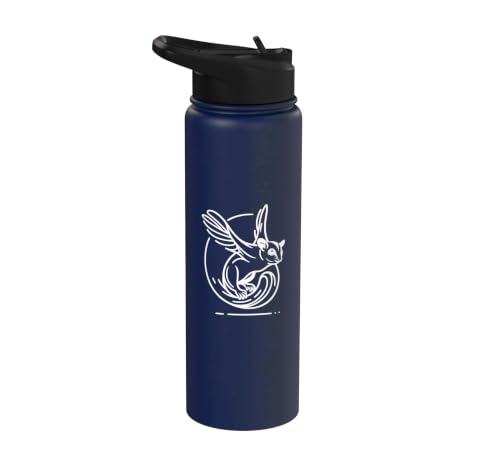 Sugar Glider Line Art Animal Lover Stainless Steel Insulated Water Bottle - color: Navy Blue