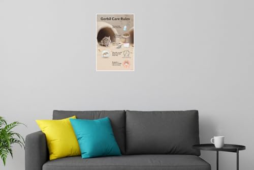Gerbil Care Rules Educational 12x18 US Made Poster
