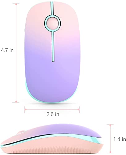 VssoPlor Wireless Mouse, 2.4G Slim Computer Laptop Mouse, Pink to Purple | Portable Mouse, Plug & Play USB Nano Receiver, Quiet Silent Optical Mice for Notebook, PC, Laptop, Computer, Windows, Mac - color: Pink to Purple