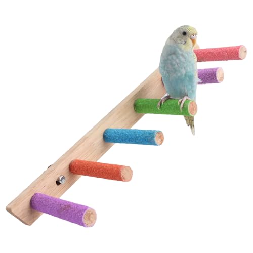 Bird Perch,1PC Wooden Parrot Stand Perch,Bird Ladder Bridge Climbing Chewing Toys for Small Medium Animals (5 Ladders) - color: 5 Ladders
