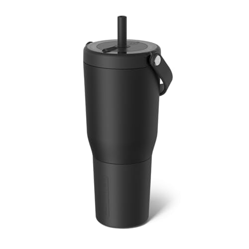 BrüMate Resa 35oz 100% Leakproof Travel Tumbler w/Handle & Straw | Flexible SoftSip Straw | Silicone Sleeve for Durability | Stainless Steel | Cup Holder & Travel Friendly Water Bottle (Matte Black) - color: Matte Black, size: 35 oz