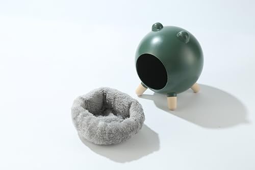 TUTU&LELE Hamster Hideout Space Elf Nest, Tiny House Bed with Round Plush Pad for Hamsters, Mice, Gerbils to Sleep & Play (Green) - color: Green