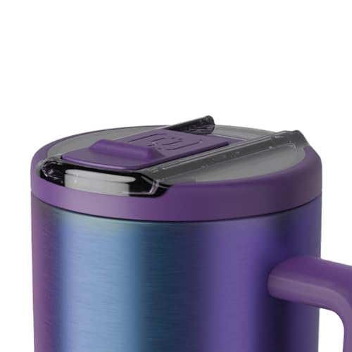 BrüMate Era Flip 30oz Tumbler with 100% Leakproof Covered Straw Lid | Hygienic Covered Straw | Insulated Stainless Steel Water Bottle with Handle | Cup Holder Friendly | BPA-Free (Dark Aura) - color: Dark Aura, size: 30 Ounces