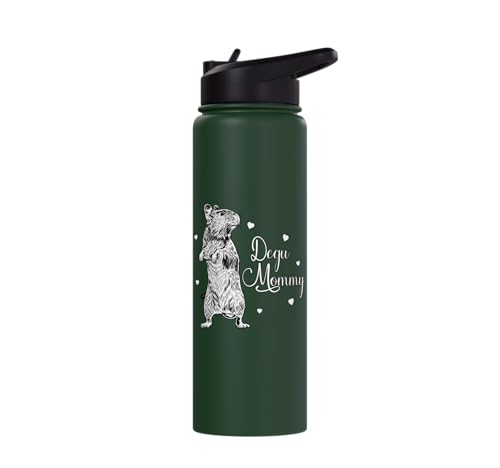 Rodent lovers - Degu Mommy Stainless Steel Insulated Water Bottle - color: Dark Green