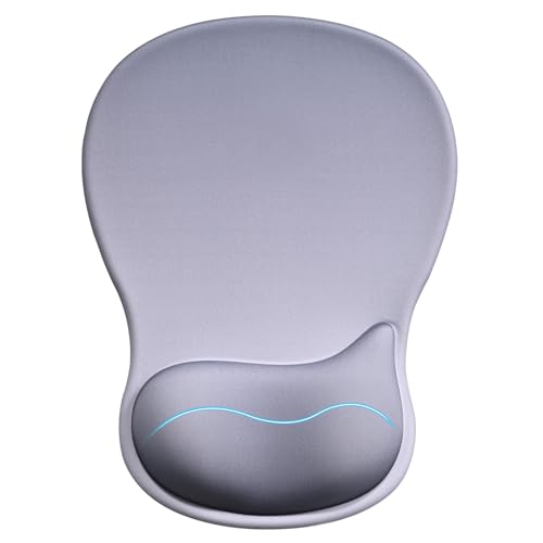 EooCoo Mouse Pad with Gel Wrist Rest, Ergonomic Mousepad Wrist Alignment | Middle Concave Design for Natural Wrist Alignment, Non-Slip Base Mousepad, Carpal Tunnel Relief, Office Desk Accessories - color: Grey
