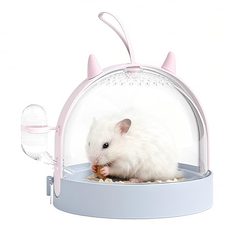 Mini&moe Hamster Travel Cage - Small Animal Carrier Cage with Water Bottle Small Portable Hamster Cage for Mice, Gerbils, Short Trips & Vet Visits - color: Purple