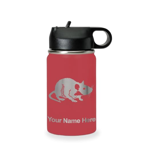 LaserGram Personalized 12oz Water Bottle, Rat (Maroon) | Engraved Gift, Vacuum Insulated Stainless Steel, Flip-Top Straw Lid, Laser Engraved With Your Name - color: Maroon, size: 12 Ounces
