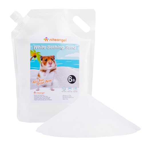 Niteangel Hamster Desert Bath Sand: 6lb/96oz No-Dust Bath & Easy to Clumps | Helps Odor Control & Remove Excess Grease - Potty Litter Sand for Hamster Chinchillas Gerbil Mice Degu or Other Small Pets - color: White Sand, size: 6LB/96oz