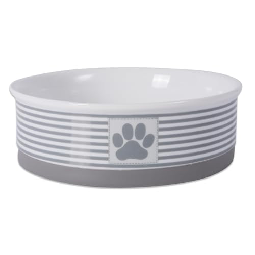 Bone Dry Paw & Patch Ceramic Pet Collection, Large Bowl, 7.5x2.4", Gray - color: Gray, size: Single Bowl, Large 7.5x2.4"