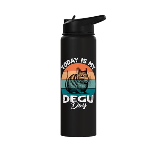 Funny Degu Stainless Steel Insulated Water Bottle - color: Black