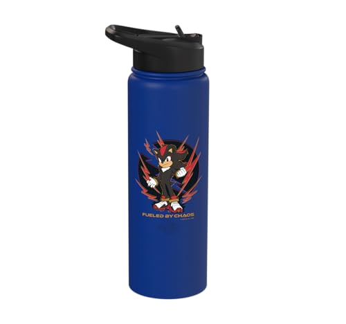 Sonic the Hedgehog 3 - Shadow "Fueled by Chaos" Stainless Steel Insulated Water Bottle - color: Royal Blue