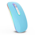 cimetech Rechargeable Wireless Mouse, Dual Mode Mouse-Blue | 2.4G & BT Slim Mouse for MacBook,Silent Click, LED, 1600 DPI for Office Travel Mac Air Pro/PC/Laptop/Computer - color: Blue