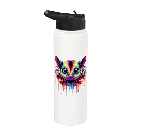 Dripping Paint Art Sugar Glider Sugar Gliders Stainless Steel Insulated Water Bottle - color: White