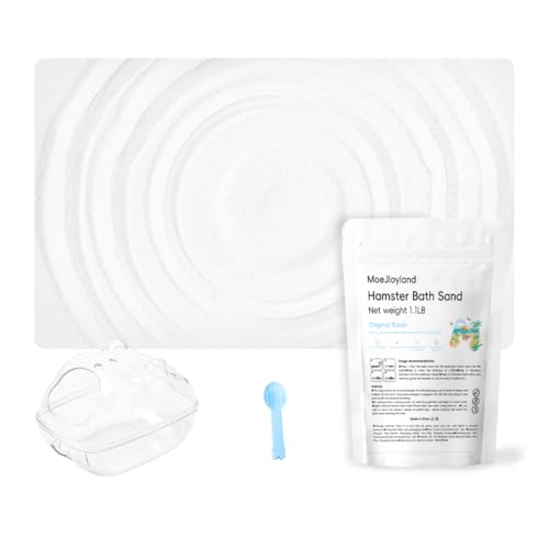 Hamster Sand Bath - Whit Fine Sand Hamster Bedding Reptile Silica Sand Gerbil Hideout for Hamster Chinchillas Gerbil Small Animals Small Pets (White, 1.1 lb + L Hamster Bathtub + Scoop) - color: White, size: 1.1 lb + L Hamster Bathtub + Scoop