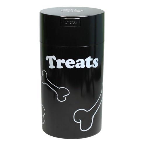 Pawvac 12 Ounce Vacuum Sealed Pet Food Storage Container, Black Treats - color: Black withTreats, size: TV4