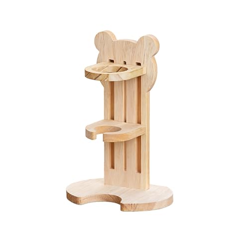Hamster Water Bottle with Wooden Food Container Base for Dwarf Hamster Gerbil Small Animals (White, 80ml(2.7oz))