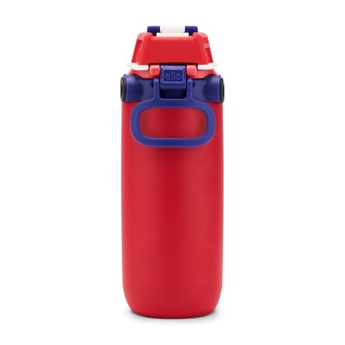 Ello Ellies 12oz Stainless Steel Leakproof Kids Water Bottle, Firetruck | Insulated kids water bottle with straw, leakproof locking lid, carry handle, and stainless steel fun design for school - color: Firetruck, size: 12 Ounces