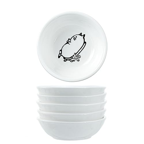 Super Cute Chef Cat Ceramic Sauce Dish/Seasoning Dish/Sushi Soy Dipping Bowl/Appetizer Plates/Serving Dish for Kitchen Home(Set of 6) - color: Chef-Cat