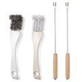 4-Piece Bird Poop Remover Brush Kit, Bird Cage Cleaner+ | Stainless Steel Poop Remover Tool Set for Parakeet, Parrot, Rabbit, Hamster, and Small Animal Cage Cleaning Accessories
