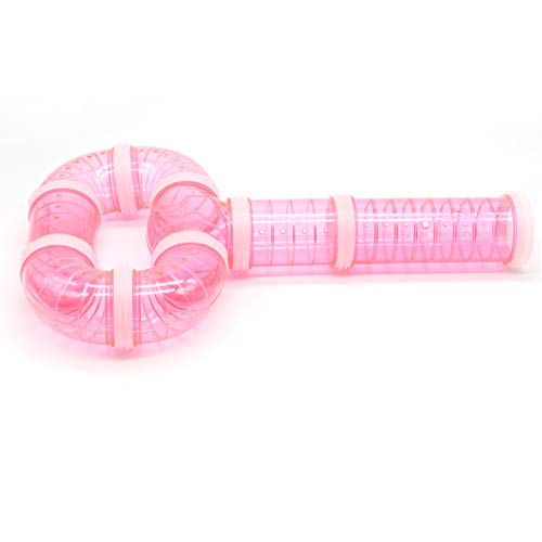8 Pack Transparent Curved Pipe Pet Cage Tunnel Set - DIY Creative Connection Tunnel External Sports Tube for Mouse, Hamster, Rat and Other Small Animals - color: Pink