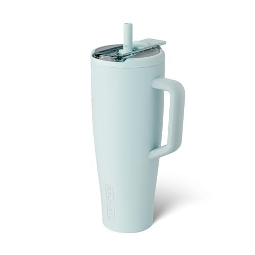 BrüMate Era Flip 40oz Tumbler with 100% Leakproof Covered Straw Lid | Hygienic Covered Straw | Insulated Stainless Steel Water Bottle with Handle | Cup Holder Friendly | BPA-Free (Blue Agave) - color: Blue Agave, size: 40 Ounces