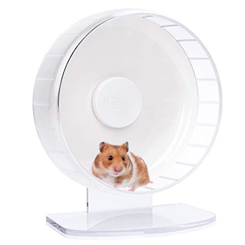 Niteangel Super-Silent Hamster Exercise Wheels: Quiet 10 inch Running Wheel | Can 10.6-13.4" Adjustable Height - No Bend Back Spinner Running for Dwarf Syrian Hamster Gerbils Mice Or Other Small Animal - color: White, size: Medium