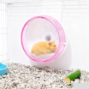 Hamster Running Wheel, Silent Plastic Exercise Roller Running Toy for Small Pets Cage Pink 4.53 Inch 1 Pack