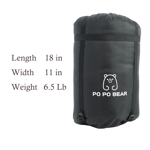PO PO BEAR Zero Degree Sleeping Bag for Adults 100% Cotton Flannel Tall and Big - color: Black（0 F）, size: 84" x 40" Right Zip