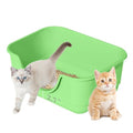 Low Entry Small Litter Box for Kittens, Kitty Plastic Litter Boxes, Open Top, Anti-Splash High Sided Litter Tray Pan for Medium Pets, Puppy, Easy to Clean, 15.7" L*11.8" W*6.7" H (Green) - color: Green-1 Pack