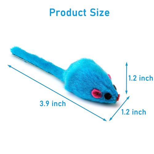 12PCS Cat Mouse Toys, Faux Fur Interactive Catnip Mice | Realistic 3.9in size with a durable plastic body and rattling sound, Perfect for indoor Cats, Kittens and Puppies