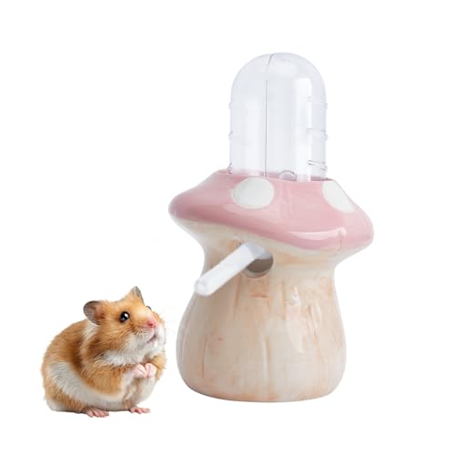 60ml Hamster Water Bottle with Ceramic Stand, Leak-Proof Small Animal Drinking Dispenser for Cage, Guinea Pigs, Rabbits & Pet Mice (Pink)