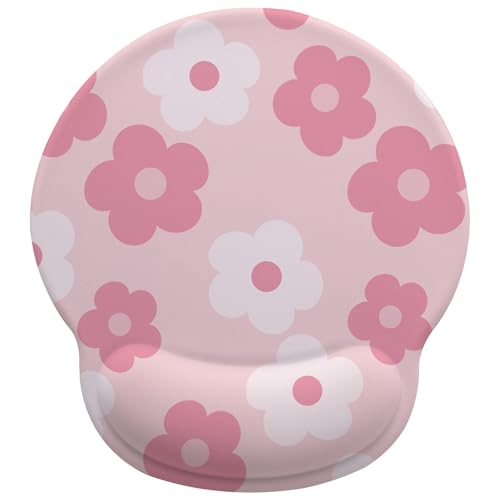 Pink Flowers Mouse Pad with Gel Wrist Support, Smooth Surface Ergonomic Mouse pad, Non-Slip Pain Relief Desk Mat for Gaming, Work & Office Desktop 8 - color: Flowers 8