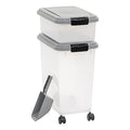 Amazon Basics 3-Piece Airtight Pet Food Storage Container Combo with Scoop, BPA Free, Removable Wheels, 33 QT + 12 QT - size: 45 QT (33 QT + 12 QT)