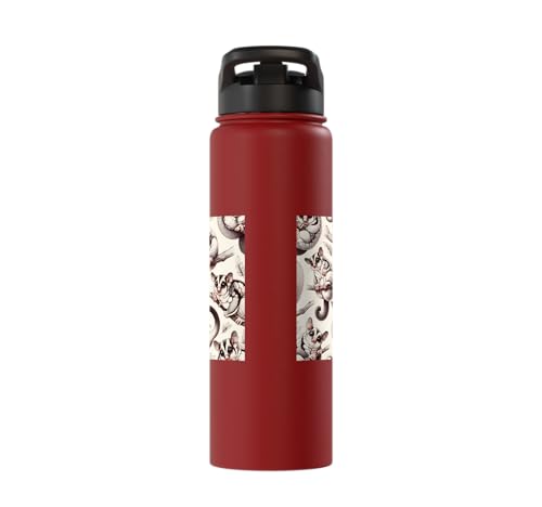 Beautiful Sugar Glider Pattern Aesthetic Sugar Gliders Stainless Steel Insulated Water Bottle - color: Red