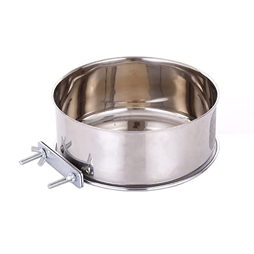 JiangYanus Stainless Steel Hanging Pet Bowls, Dog Crate Food and Water Bowl | Metal Coop Cups with Clamp Holder Detachable Cage Kennel Bowl Feeder Dish for Dogs Cats Birds Ferret Rabbit and Small Animals - color: 7.1" x 2.6"