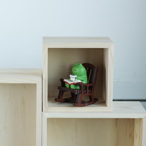Mevodeata Cute Mini Frog Figurine with Small Sofa Resin Figure for Office Home Decor for Frog Lovers (Rocking Chair) - color: Book Frog-chair