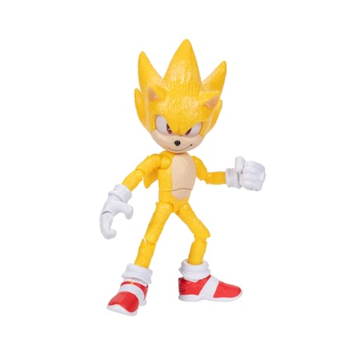 Sonic The Hedgehog 3 Movie Action Figures - 5-Inch Super Sonic The Hedgehog Collector Toy Figure, Highly Articulated for Boys & Girls - Officially Licensed 3 Movie Product | Sonic The Hedgehog Movie 5 Inch Action Figure Wave 2 - Super Sonic - color: Super