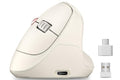 Ergonomic Vertical Wireless Mouse, 57°, Small/Medium Hands, Beige | Rechargeable, Quiet Click, 800/1200/1600 DPI, 2.4GHz USB Receiver, Forward/Back Buttons, Computer Mouse for Laptop PC Mac - color: Beige