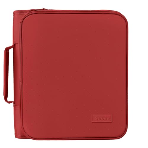 SUNEE Zippered Binder Bag with Handle, 2-Inch 3-Ring O-Ring, 500-Sheet Capacity, Includes Zip Pocket, 5-Tab Expanding File Folder, Multi-Pocket Organizer Binder for Middle School, Bright Red - color: Bright Red