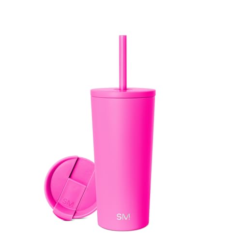Simple Modern Iced Coffee Tumbler, Insulated | 20oz | Pink | Reusable Stainless Steel Cup, Travel Mug, Water Bottle with Straw | Cupholder Friendly & Spill Resistant, Raspberry Vibes - color: -Raspberry Vibes, size: 20 Ounces