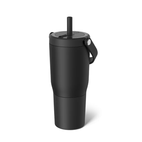 BrüMate Resa 25oz 100% Leakproof Travel Tumbler w/Handle & Straw | Flexible SoftSip Straw | Silicone Sleeve for Durability | Stainless Steel | Cup Holder & Travel Friendly Water Bottle (Matte Black) - color: Matte Black, size: 25 oz