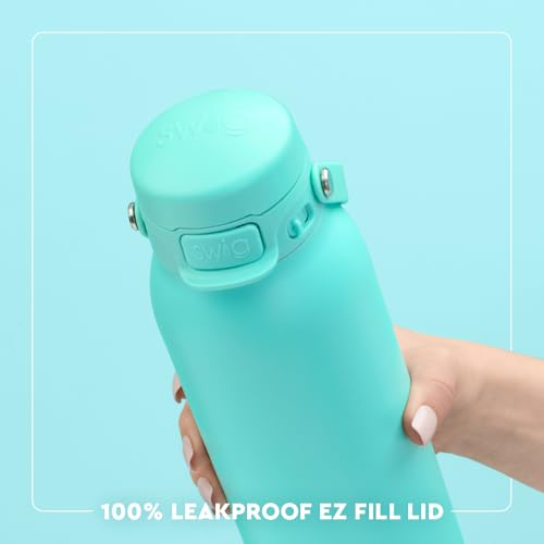 Swig Life 32oz EZ Fill Water Bottle with Straw Lid, Tee It Up | Leakproof Lid - Double Wall Insulated Stainless Steel - Lid, Straw & Lock - Cup Holder Friendly - Dishwasher Safe - color: Tee It Up, size: 32 Ounces