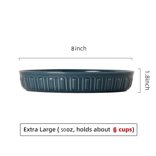 Shallow Dog Bowls, 8" Ceramic Dog Food Plate for Small and Medium Breeds, Non-Slip, Flat and Wide, Dishwasher Safe, Suitable for Puppies and Kittens (Blue) - color: Blue, size: 8 inch