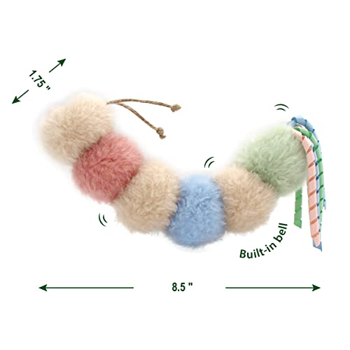 Jumpaws Interactive Natural Catnip Toy, with Rattle, Bite Resistant, for All Ages Indoor Cat, Shape of Caterpillar, Kitten Toy (Large/ 1 Pack/Cat Kicker) - size: Large/ 1 Pack/ Cat Kicker