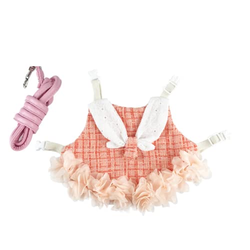 Bunny Harness and Leash,Adjustable Soft Guinea Pig Clothes Pet Rabbit Ferret Harness Costumes for Small Animals Dress - color: Orange, size: Medium